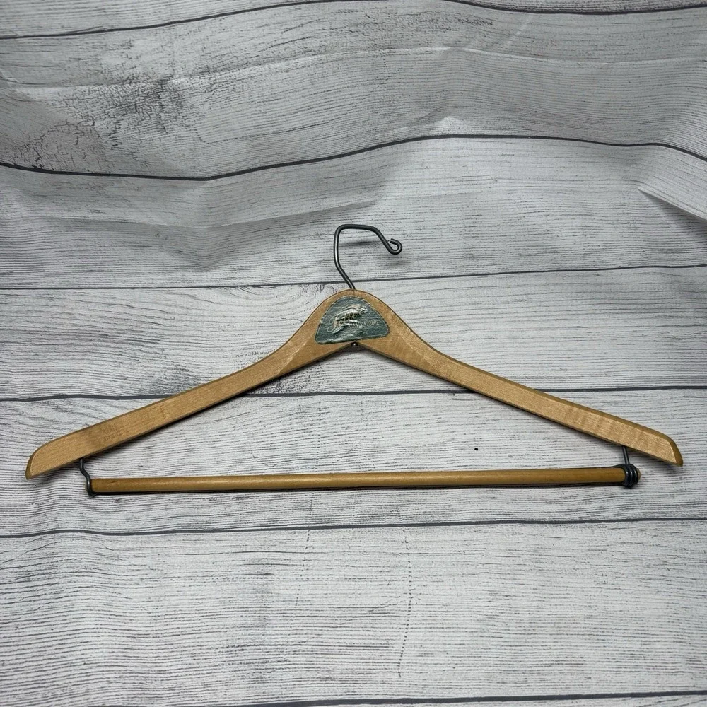 6 Vintage WISHBONE Wooden Suit Hangers with Pant Bars Heavy Duty Harrisburg PA